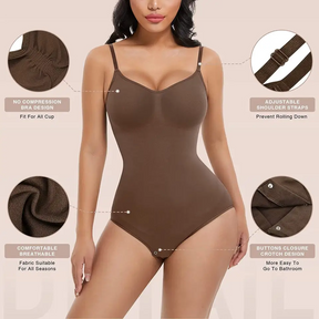 Seamless Shapewear Women With Tight-Fitting Butt-lifting Tummy-Control Waist-Slimming Elastic Straps Body-Enhancing One-Piece Lingerie to Optimize Curves